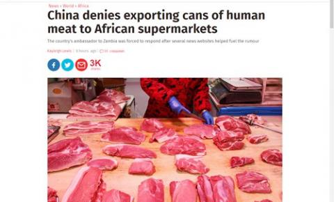 China tem enviado carne humana a países africanos